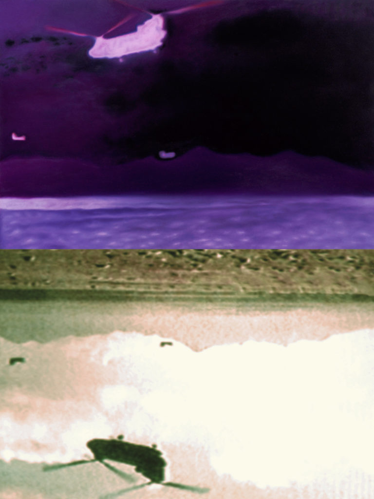 Gry wojenne, 2003, olej, fotografia na płótnie, 120 x 90 cm