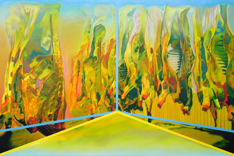 Niebiesko-żółty narożnik, 2016, olej na płótnie, 170 cm x 250 cm