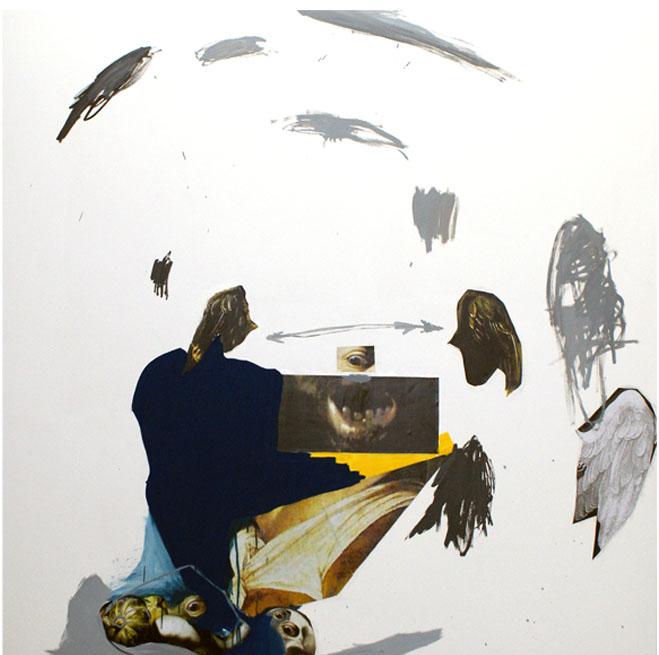 Caravaggio, oil and collage on canvas, 160 x 160 cm, 2008