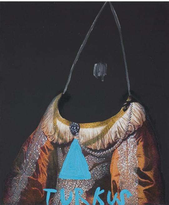 Turquoise, oil and collage on canvas, 50 x 40 cm, 2008